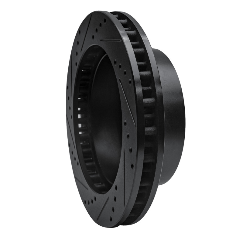 Ford F-250 Super Duty Brake Rotor (1) - Front Right - R1 Concepts - Drilled & Slotted - Black - `99-`05